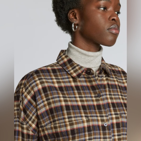 Everlane Tops - 🤎EVERLANE THE BOXY FLANNEL PLAID SHIRT BEECH BLACK S